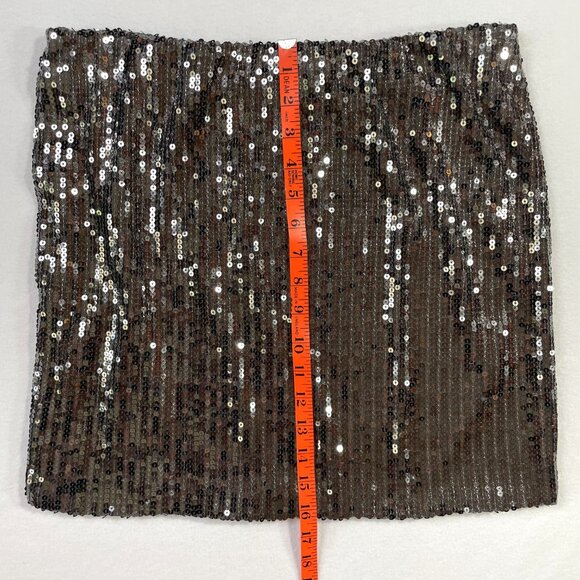 Xhilaration Charcoal Gray Sequins Mini Skirt Metallic Stretch Lined Size L - Picture 5 of 7